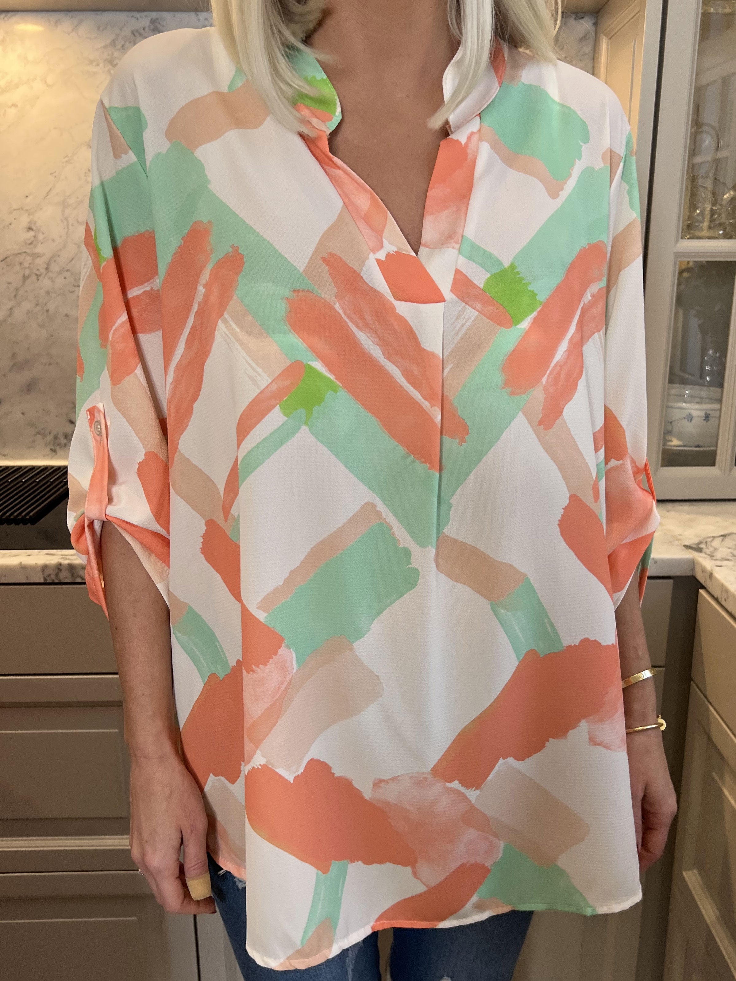 Vanesa Art - Mønstret flerfarvet tunika